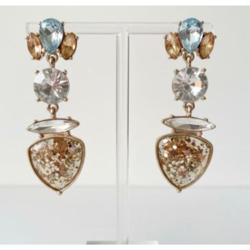 LEE by Lee Angel Women's Kaleidoscope Crystal Pyrite GOLD Drop Earrings NWT 70